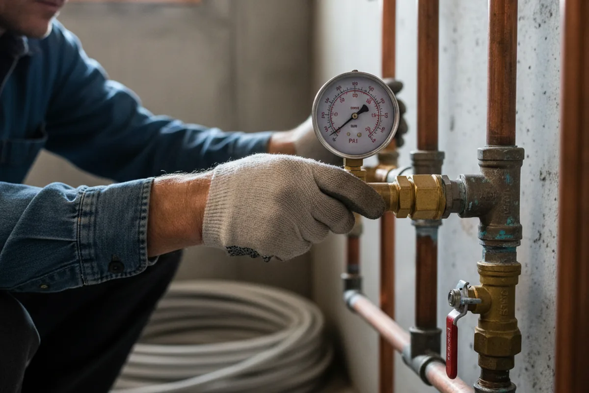 Pressure testing a repaired line during Water Line Repair in Thrall